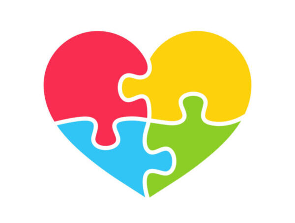 自閉症の子供たちをコンセプトにしたカラフルなハート型パズル